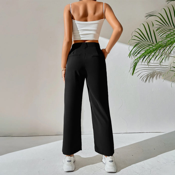 High Waist Plicated Detail Casual Pants