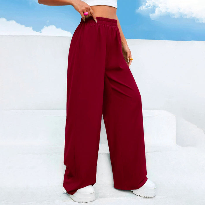 Easy Wear High Waist Solid Wide Leg Pants