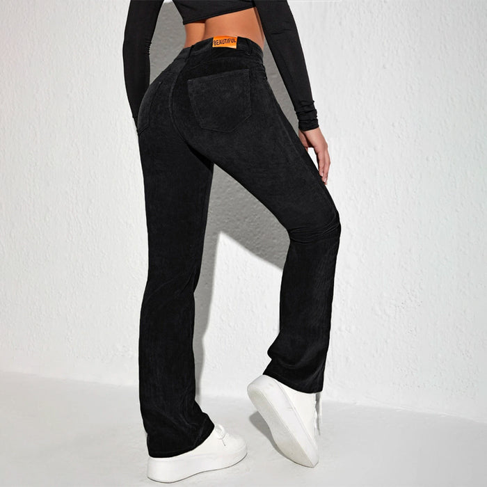 Letter Patched Flare Leg Pants