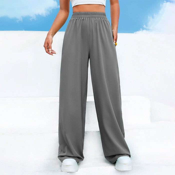 Easy Wear High Waist Solid Wide Leg Pants