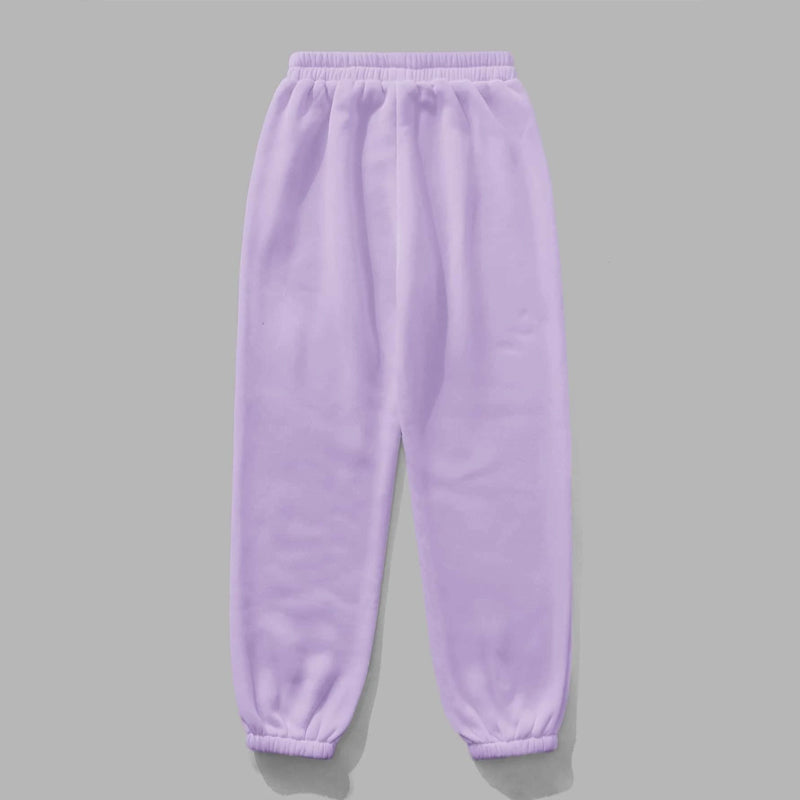 Solid Elastic Waist Thermal Lined Sweatpants