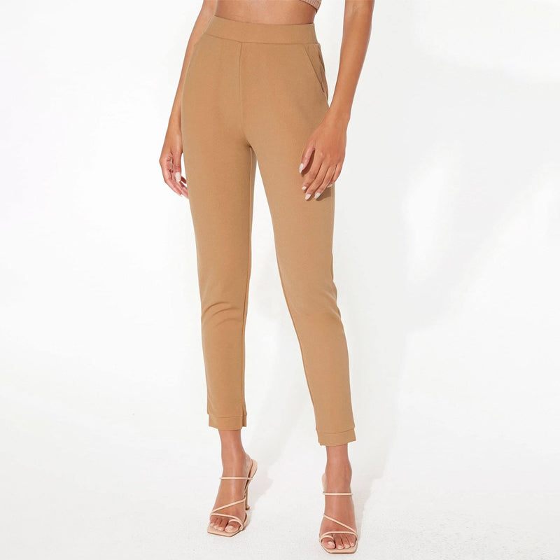 Casual High-Rise Vented Ankle Cut Pants