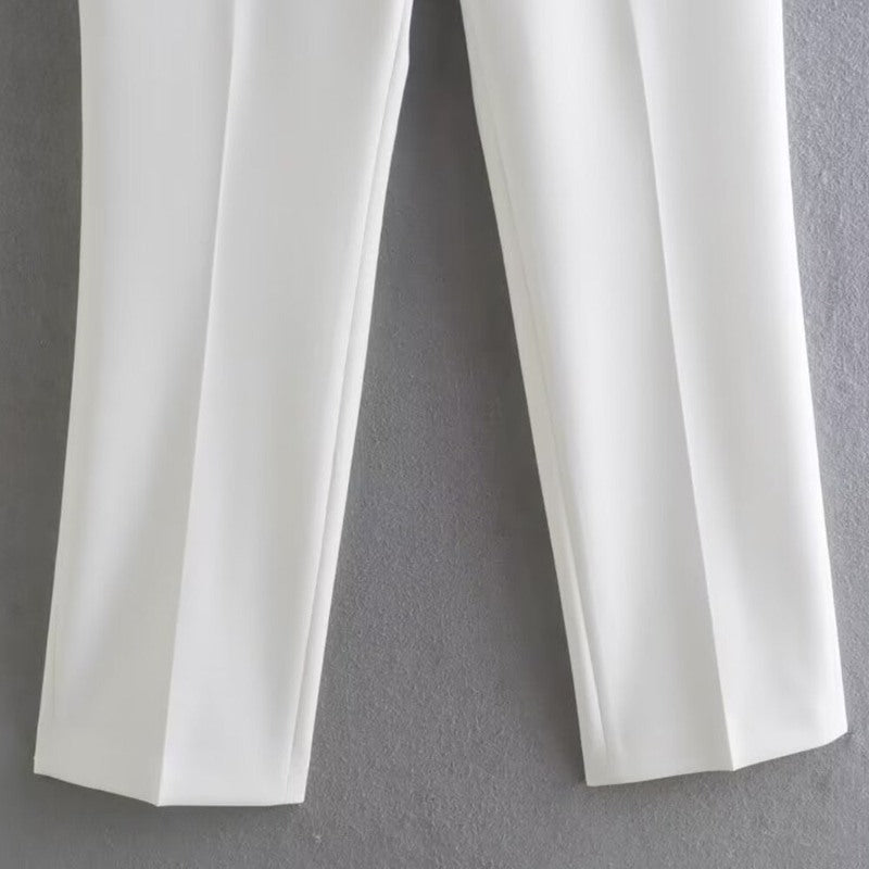 Vintage White Office Wear Pants For Women