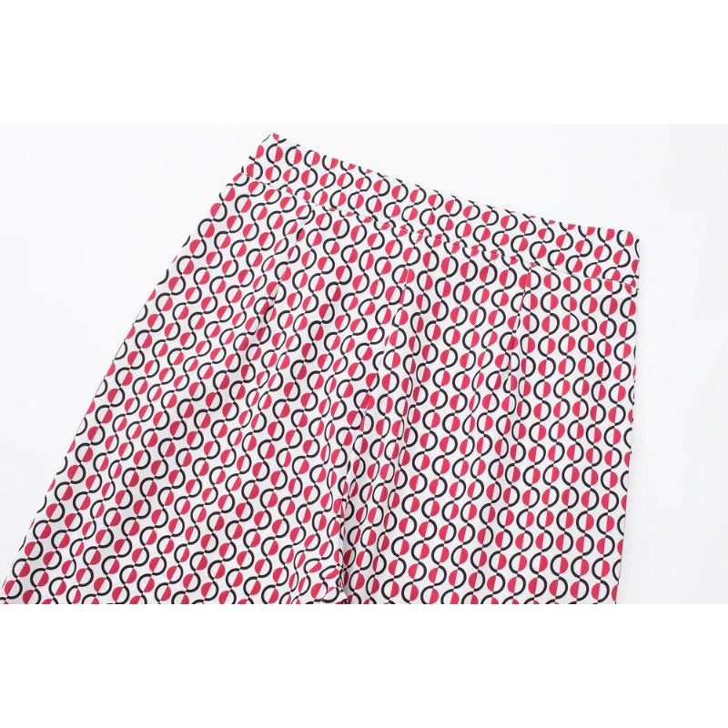 Vintage Geometric Printed Straight Pants