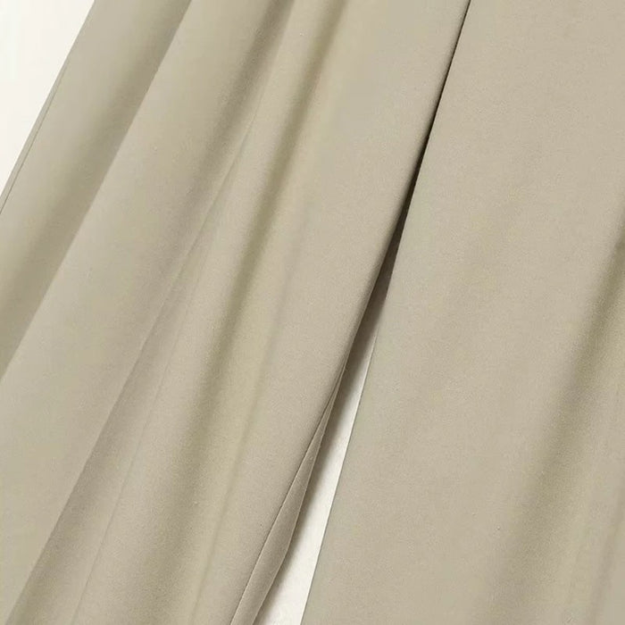 Casual Zipper Fly Full-Length Pleated Pants