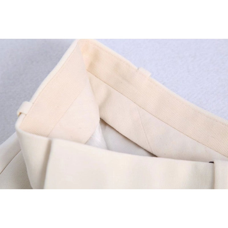 Vintage White Low Waist Zipper Trousers For Women