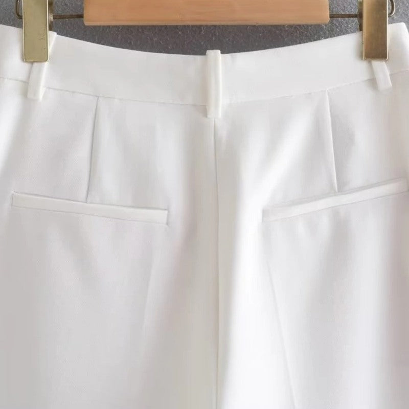 Vintage White Office Wear Pants For Women