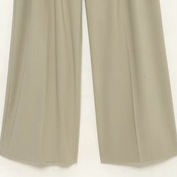 Casual Zipper Fly Full-Length Pleated Pants