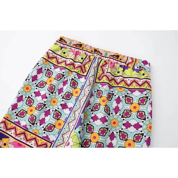 High Elastic Waist Printed Pants For Women