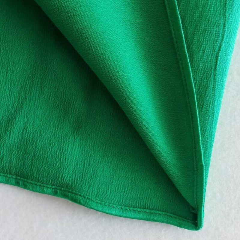 Stylish Green Flowing Satin Straight Pants For Women