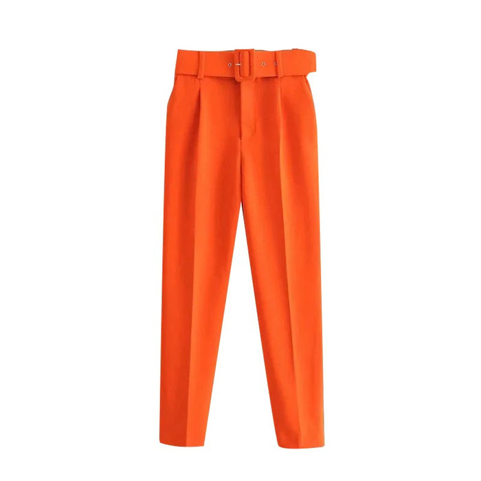 Casual Office Wear Pants With Belt For Women