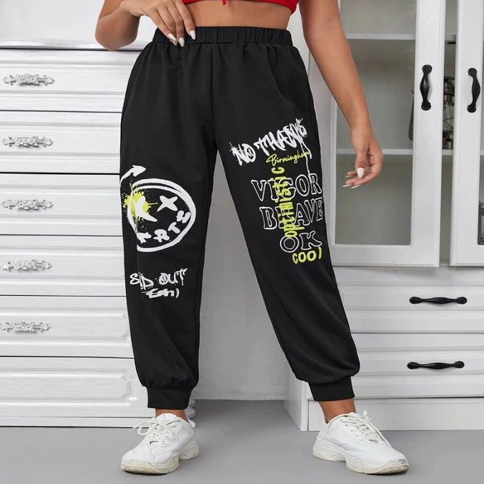 Easy Wear Letter & Expression Print Sweatpants