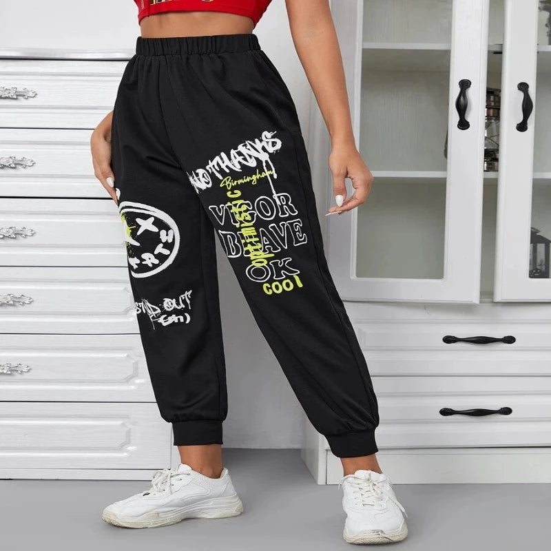 Easy Wear Letter & Expression Print Sweatpants
