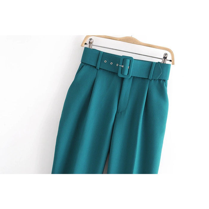 Casual Office Wear Pants With Belt For Women