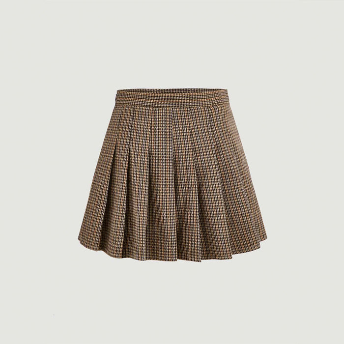 Houndstooth Pleated Skirt