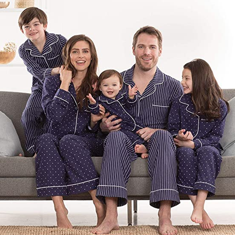 Family Pajamas Soft Cotton Navy