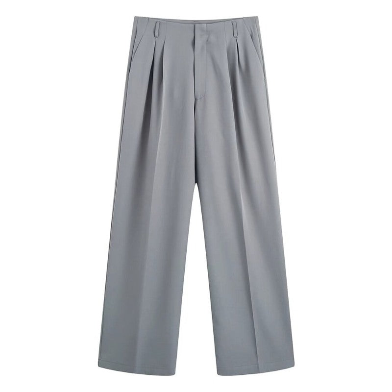 Vintage Mid Waist Side Pockets Front Darts Pants