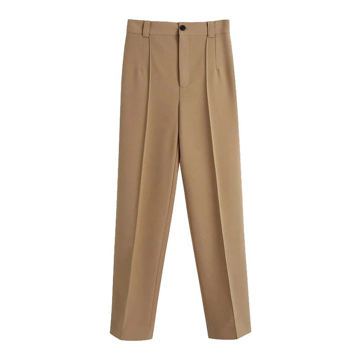 Casual High Waist Zipper Fly Office Wear Pants