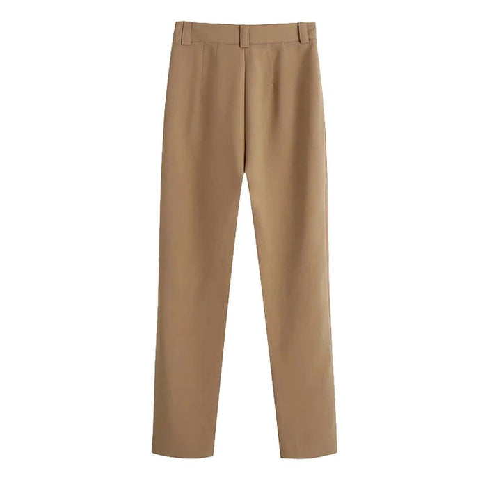 Stylish High Waist Office Wear Seam Detail Straight Pants