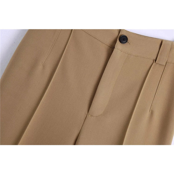 Stylish High Waist Office Wear Seam Detail Straight Pants