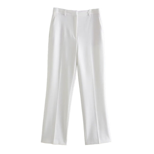 Vintage White Office Wear Pants For Women