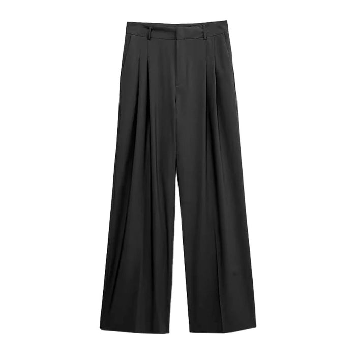 Casual Zipper Fly Full-Length Pleated Pants