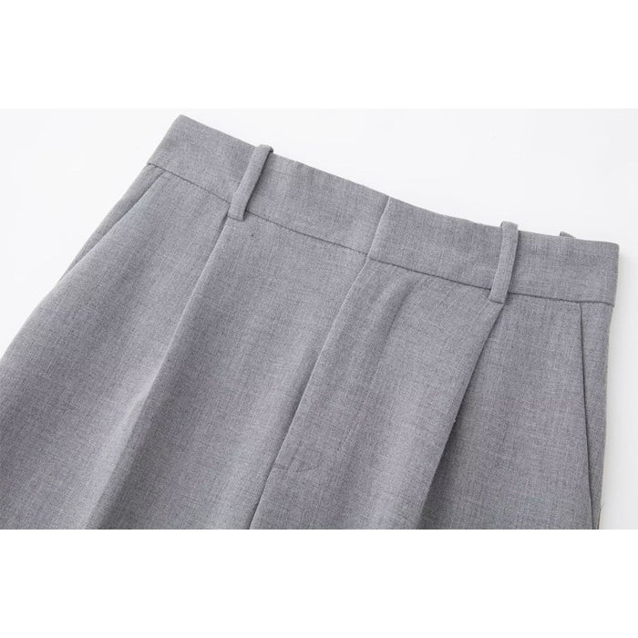 Casual Side Pockets Front Pleats Office Wear Pants