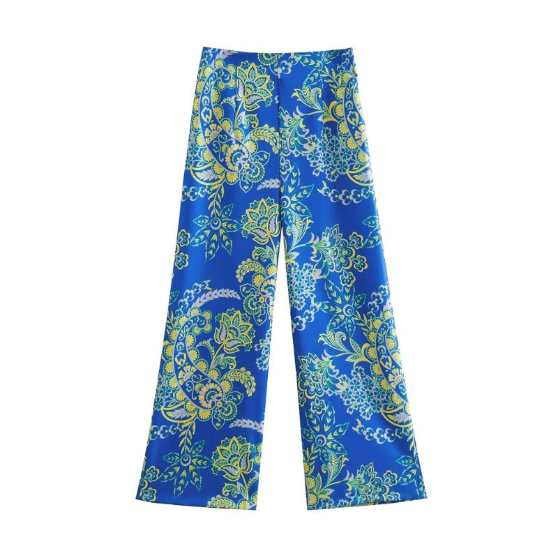High Waist Printed Ankle Trousers For Women