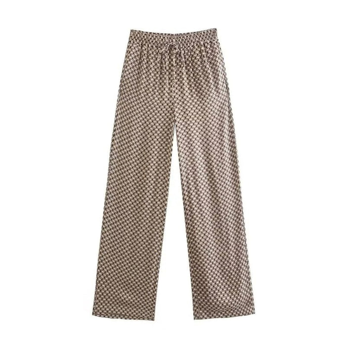 Casual Side Pockets Geometric Print Pants