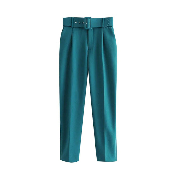 Casual Office Wear Pants With Belt For Women