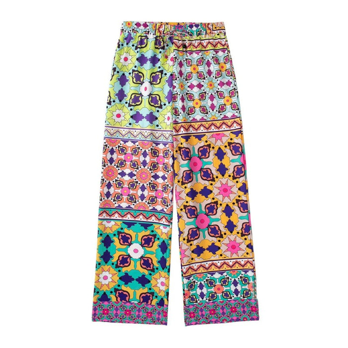 High Elastic Waist Printed Pants For Women