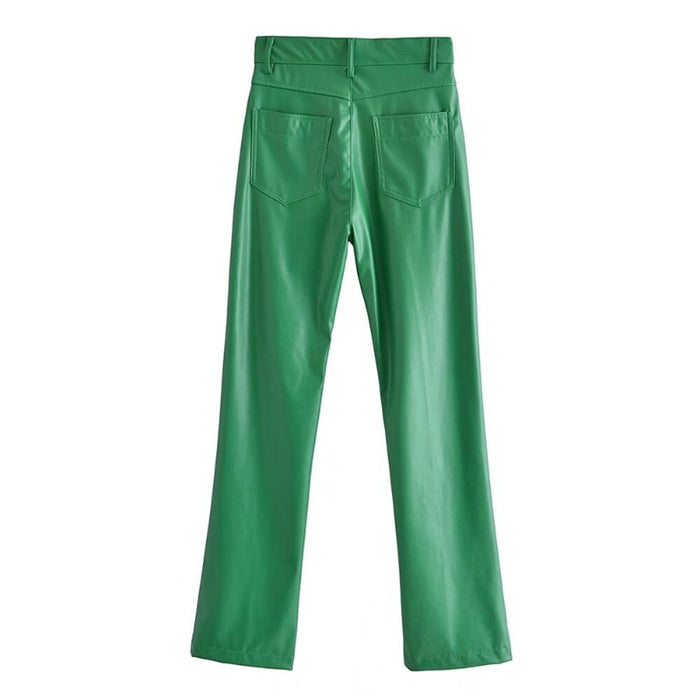 Stylish High Waist Zipper Fly Faux Leather Pants