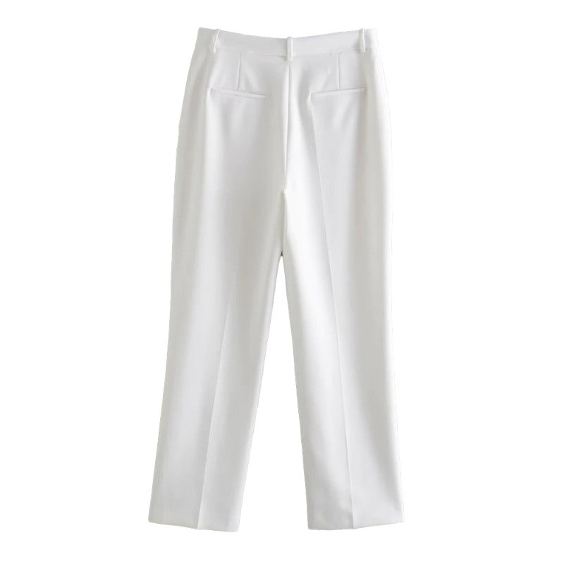 Vintage White Office Wear Pants For Women