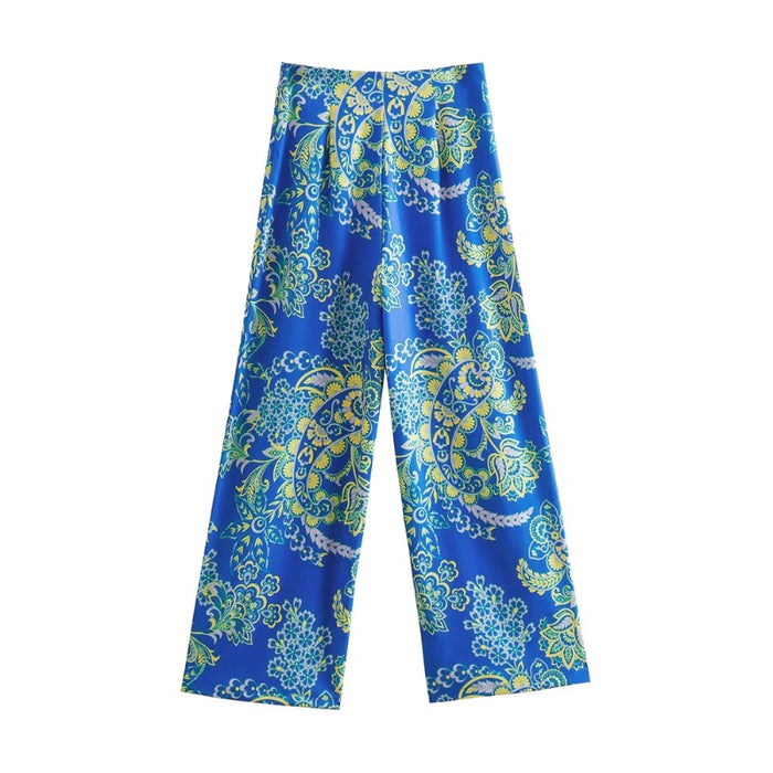 High Waist Printed Ankle Trousers For Women