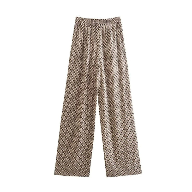 Casual Side Pockets Geometric Print Pants