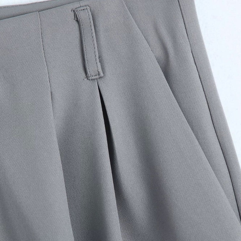 Vintage Mid Waist Side Pockets Front Darts Pants