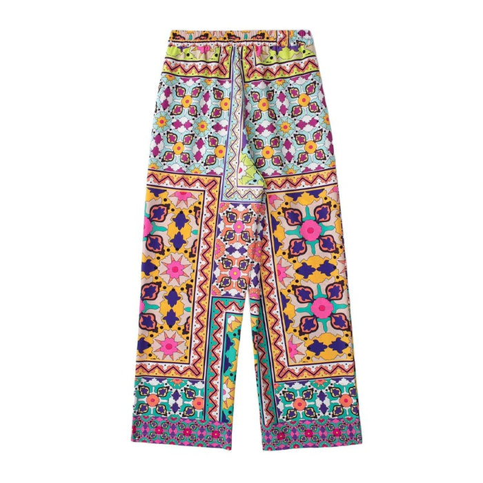 High Elastic Waist Printed Pants For Women