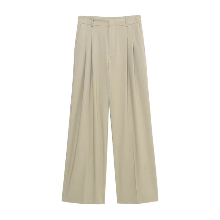 Casual Zipper Fly Full-Length Pleated Pants