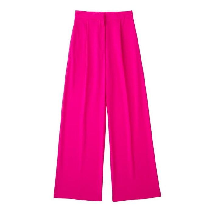 Casual Solid Colors Pleats Wide Leg Pants