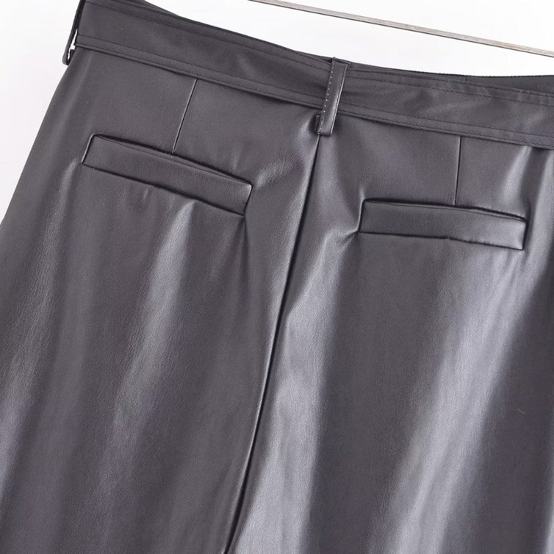 Faux Leather High Waist Pants For Women