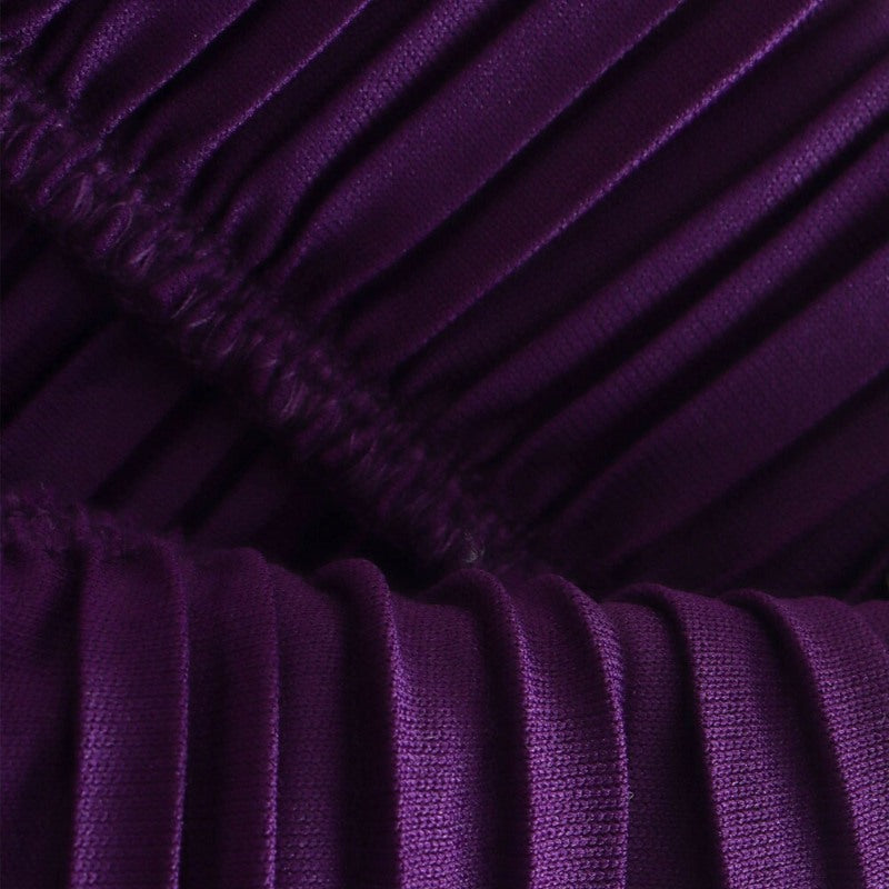 Purple Striped Pleated Flare Pants