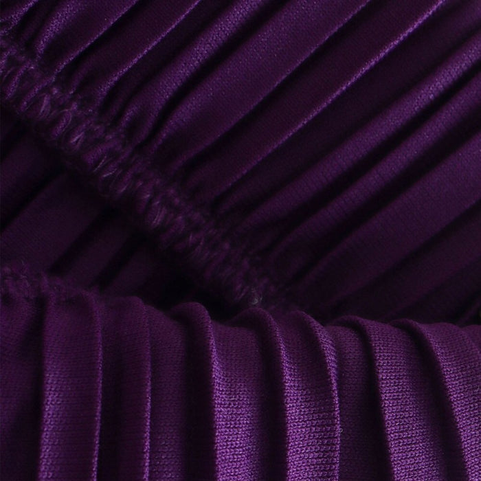 Purple Striped Pleated Flare Pants