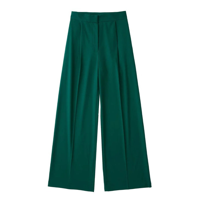 Casual Solid Colors Pleats Wide Leg Pants