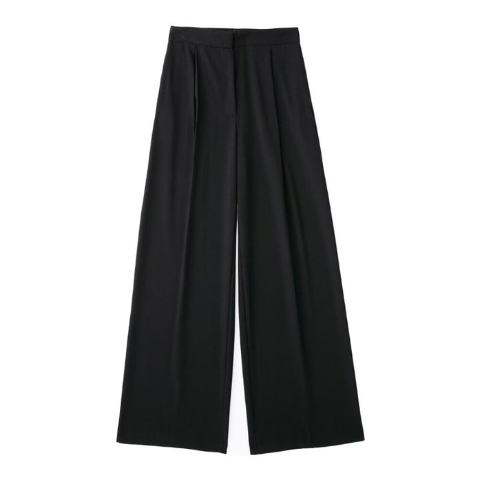 Casual Solid Colors Pleats Wide Leg Pants