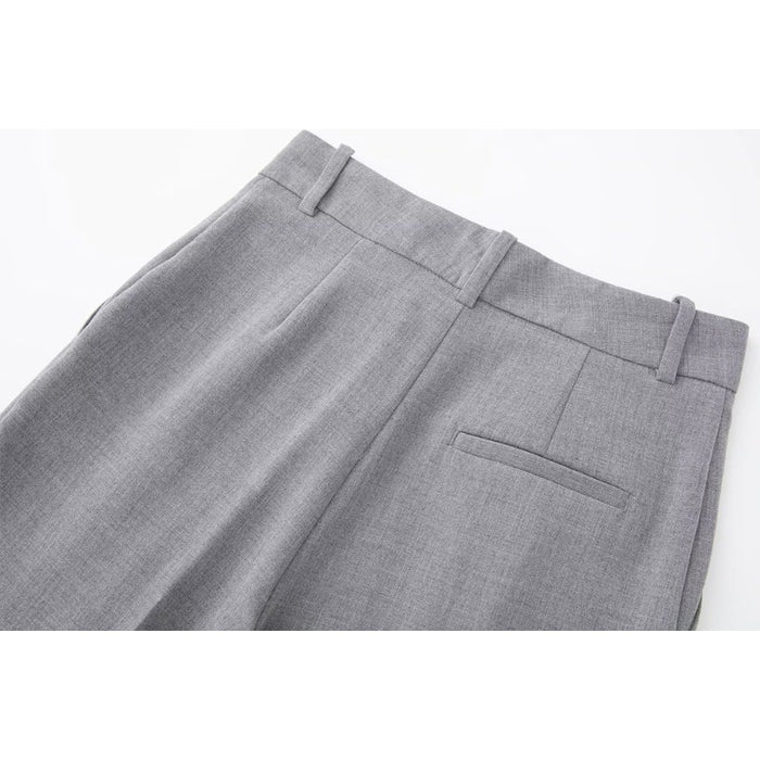 Casual Side Pockets Front Pleats Office Wear Pants