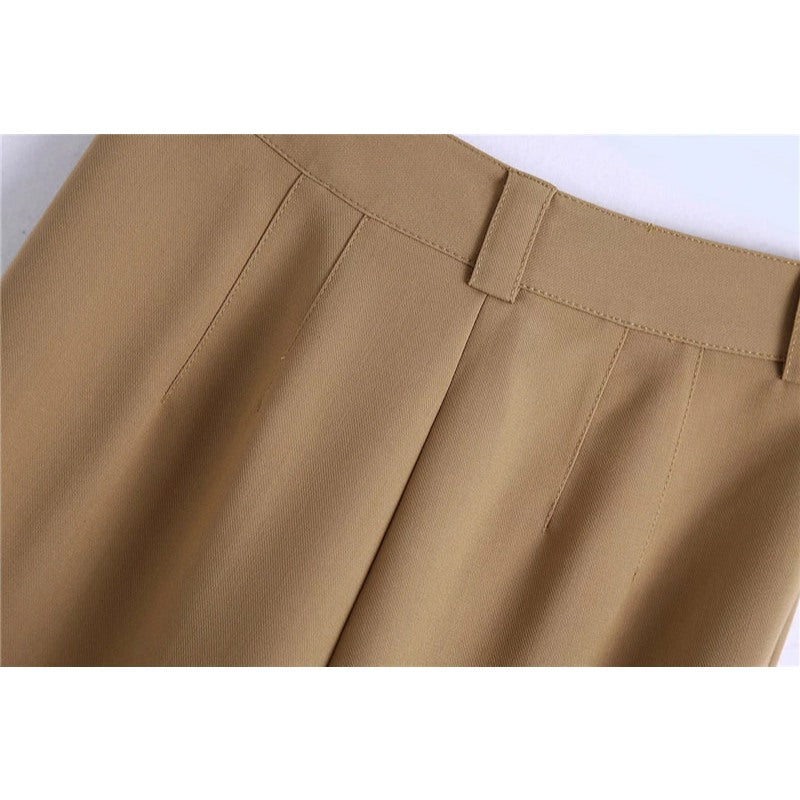 Stylish High Waist Office Wear Seam Detail Straight Pants