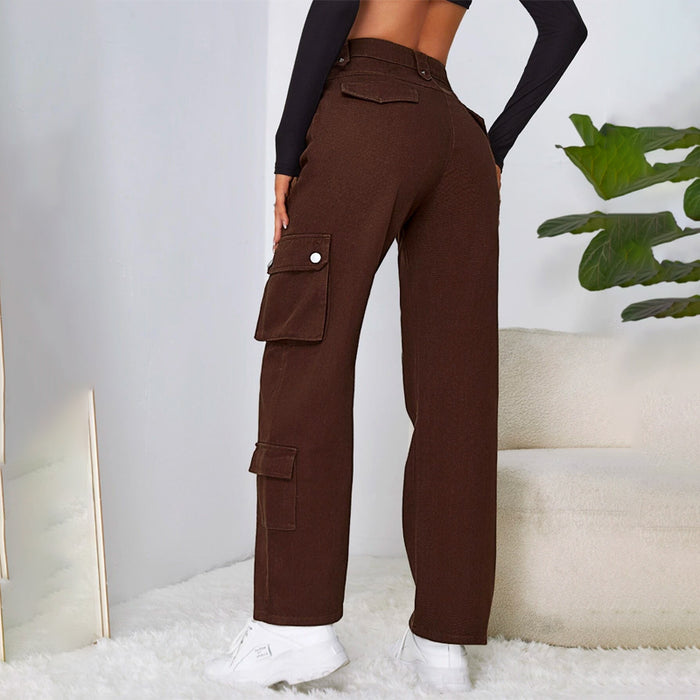 High Waist Flap Pocketed Cargo Jeans