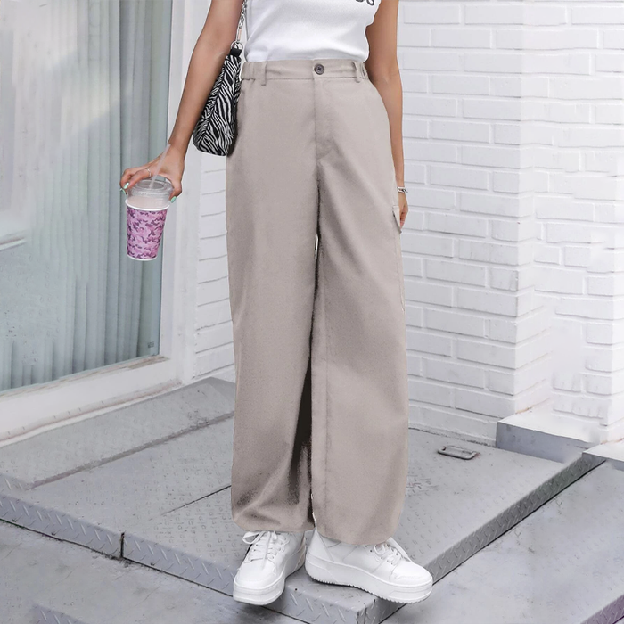 Flap Pocket Drawstring Hem Cargo Pants