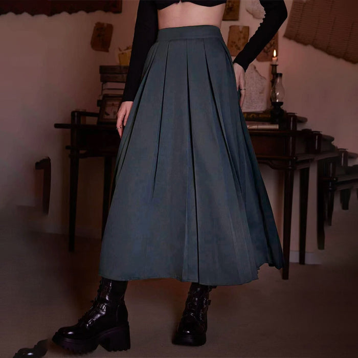 Solid Pleated Plain Skirt