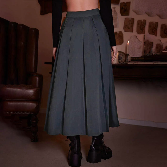 Solid Pleated Plain Skirt